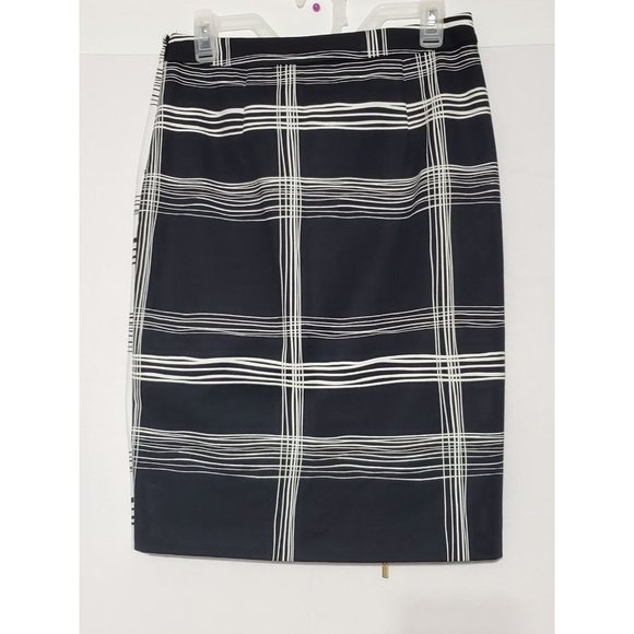 WORTHINGTON Black White ColorBlock Skirt Pencil Above Knee Striped - Picture 8 of 9